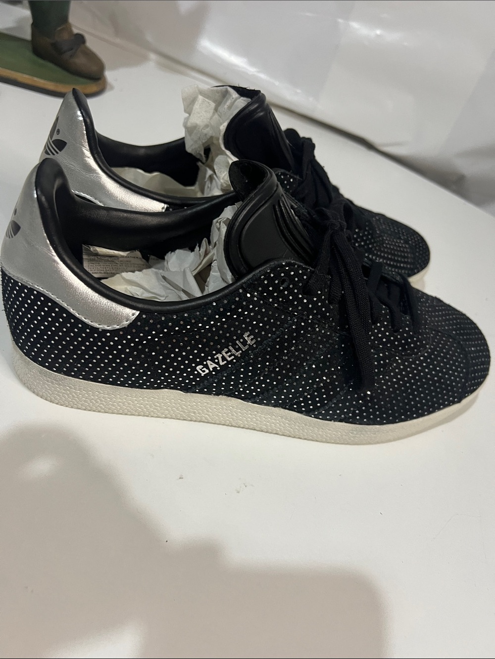 adidas Black Suede Sneakers with Silver Stud Accents